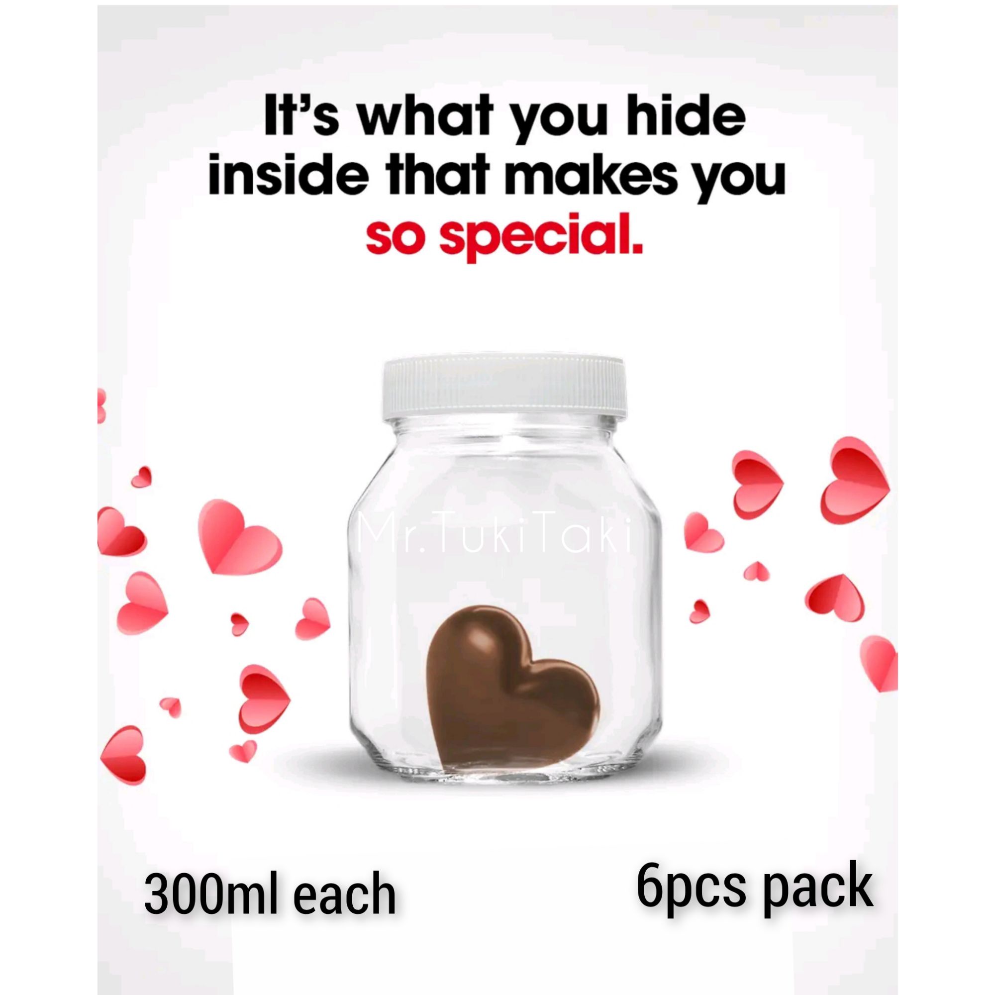 Used 300ml empty nutella glass jar 6pcs.Can use as a storage jar!