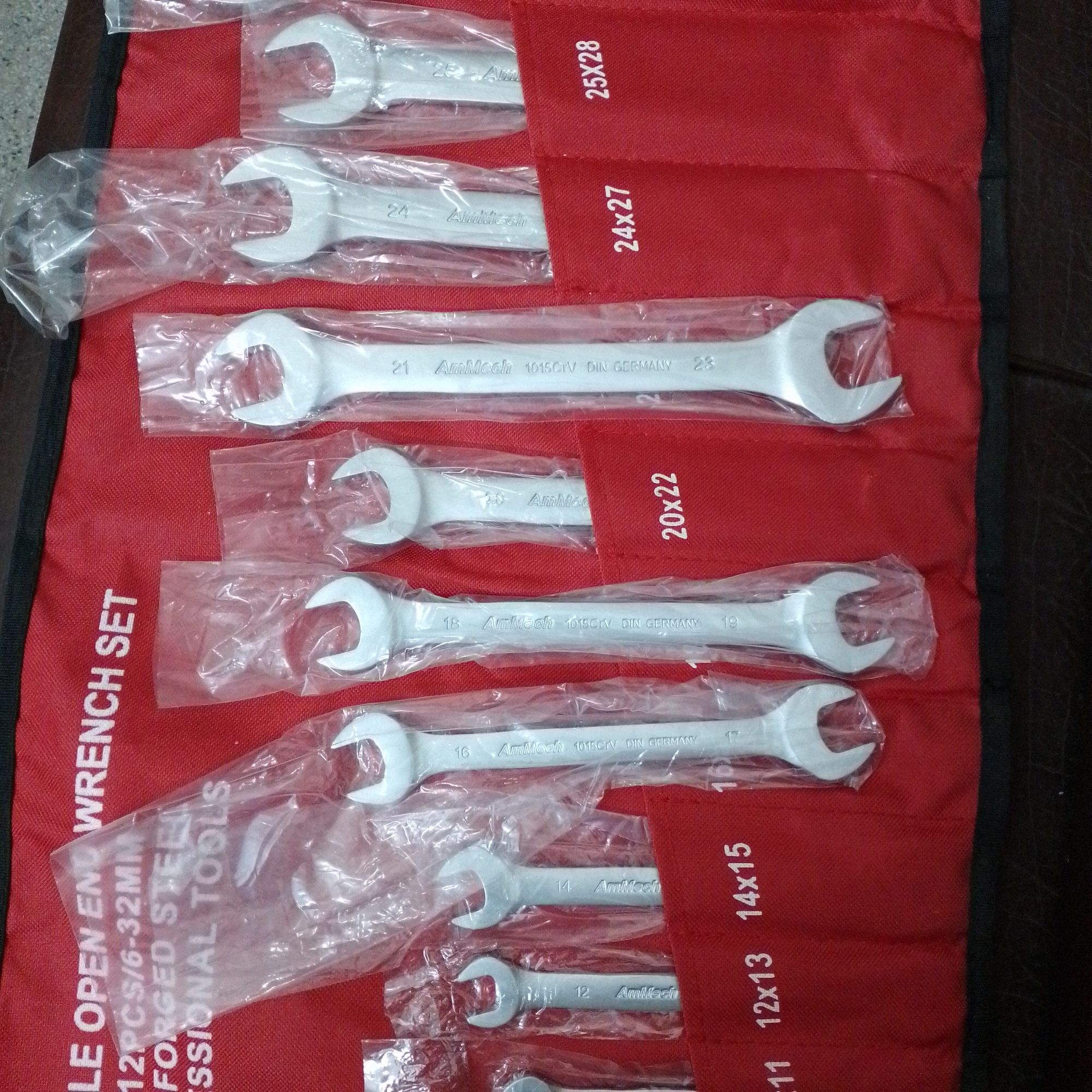 Ammech Double Open End Wrench Set Size 12pcs/ 6-32 Drop Forged Steel Professional Tools. 