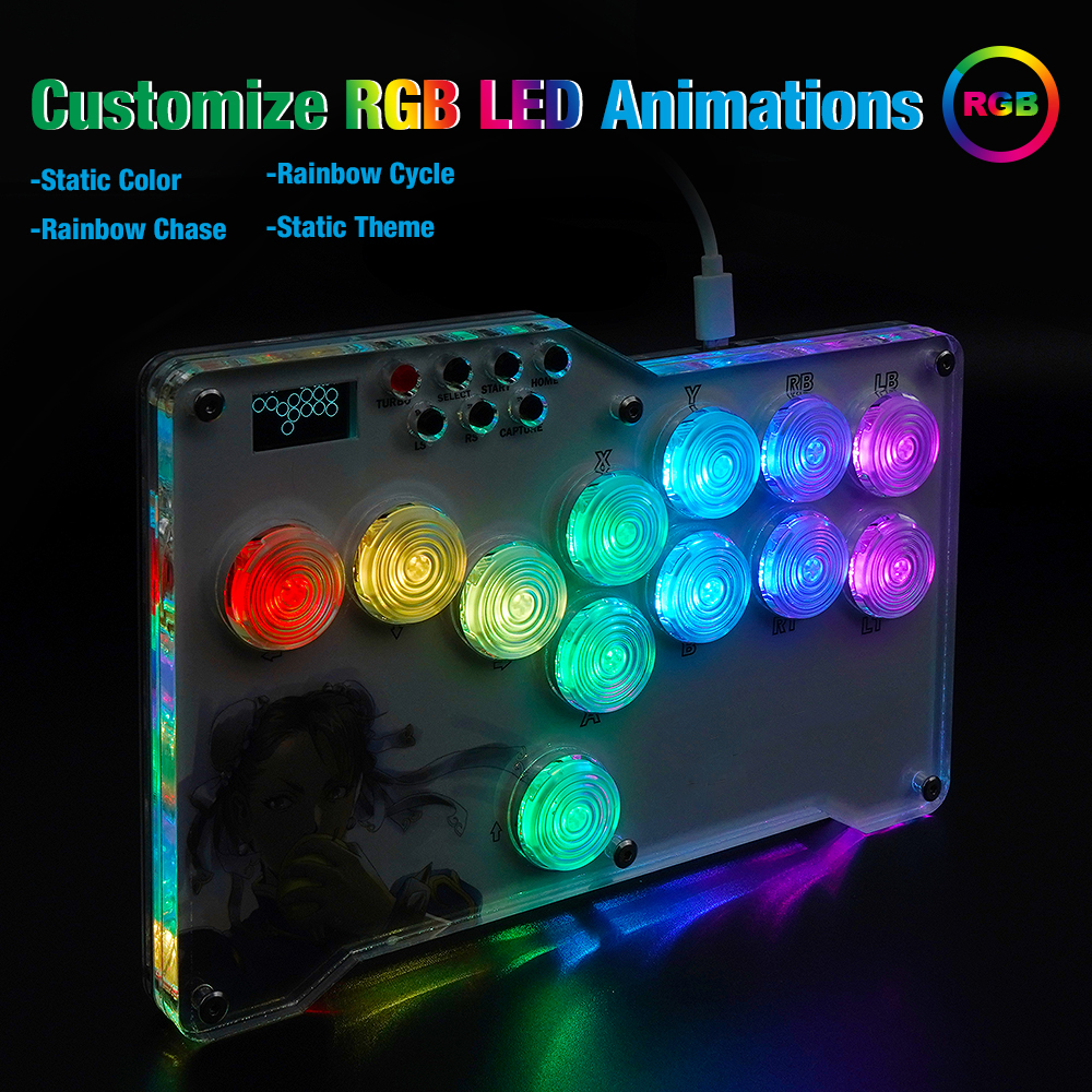 Flatbox Hitbox Arcade Joystick Fight Stick For PS4/PS3 With Turbo&Capture Function Street Fighter Game Controller For PC/NS. 