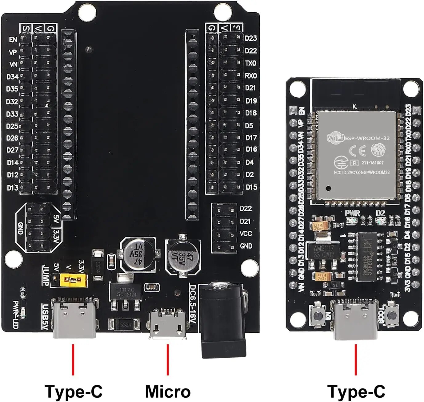 ESP-WROOM-32 ESP32 ESP-32S Type-C Development Board CH340C WiFi+Bluetooth Ultra-Low Power Dual Core Expansion Board for Arduino. 
