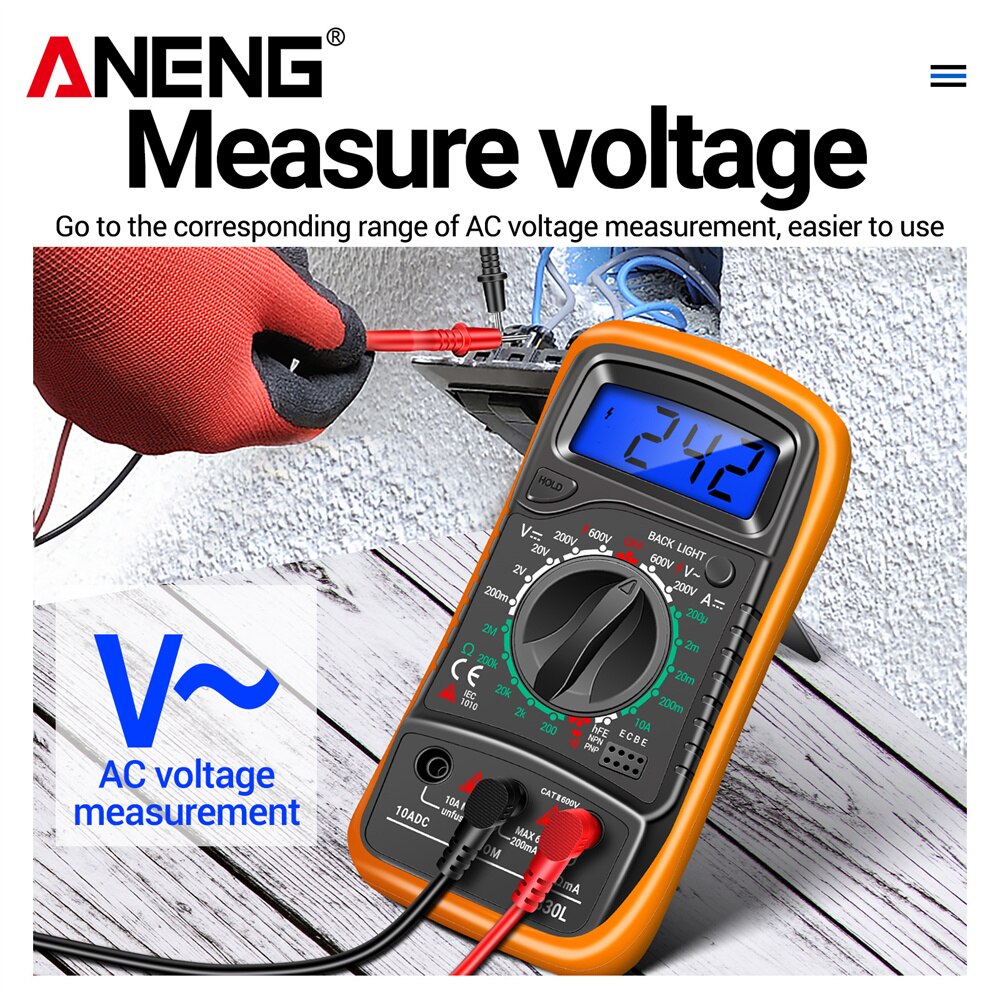 ANENG XL830L Digital Multimeter AC/DC Voltmeter Current Diode Triode Meter Tester Resistance Electronic Test Tools. 