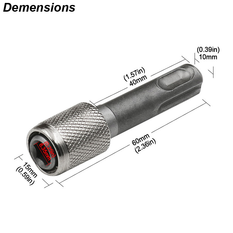 SDS Plus Convert To 1/4 Hex Shank Adapter Hexagonal Converter Electric Hammer Power Screwdriver Bit Holder Socket Impact Driver. 