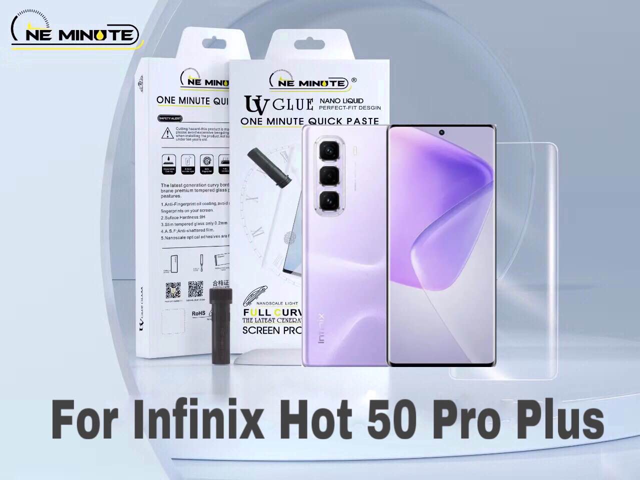 UV Glue Curved Tempered Glass Screen Protector For Infinix Hot 50 Pro Plus Screen Guard Gorilla Glass Protector With Easy Installation Kit (Infinix Hot 50 Pro +). 