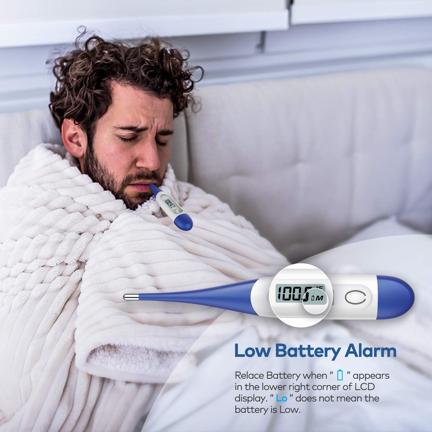 Thermometer for Adults, Digital Oral Thermometer for Fever, Basal Thermometer with 15 Seconds Fast Reading. 