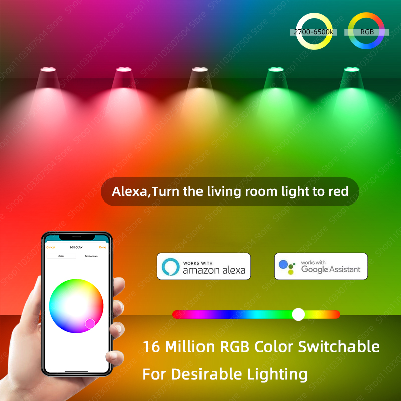Homekit GU10 Lamps Home APP Voice Control WIFI Smart Bulb RGBCW LED Light Bulbs 5W Dimmable SIRI Alexa Google Home  spotlight. 