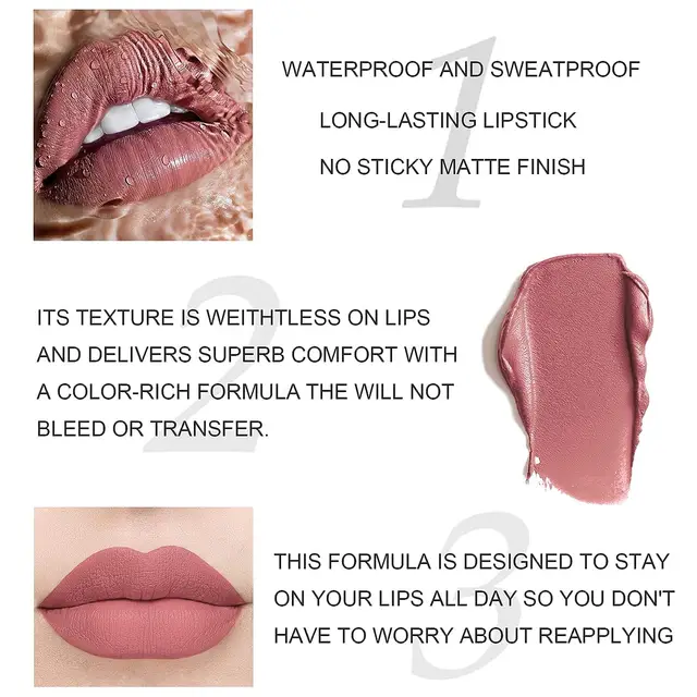 New 6 Colors Matte Lipstick Set Long-Lasting Private Label Lip Stick Makeup. 
