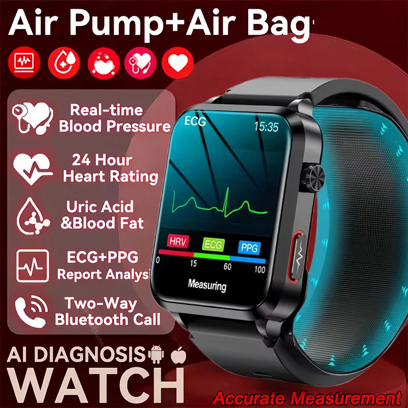 ForiOS 2025 New Airbag Smart Watch man air Pump ECG True Accurately Blood Pressure health watch Uric Acid Blood Lipids watch