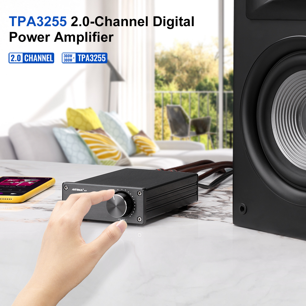 AIYIMA A07 TPA3255 Power Amplifier 300Wx2 Class D Stereo 2.0 Digital Audio Amp HiFi Sound Amplifiers Home Speaker Amplificador. 