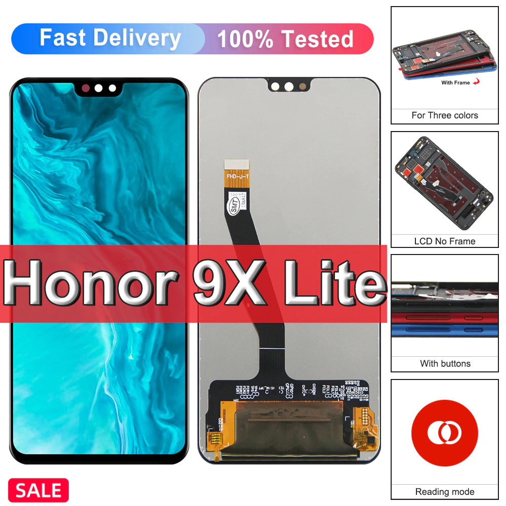 Original For Honor 9X Lite LCD Display Touch Screen Digitizer Assembly Replacement For Honor 9X Lite JSN-L21 Display With Frame