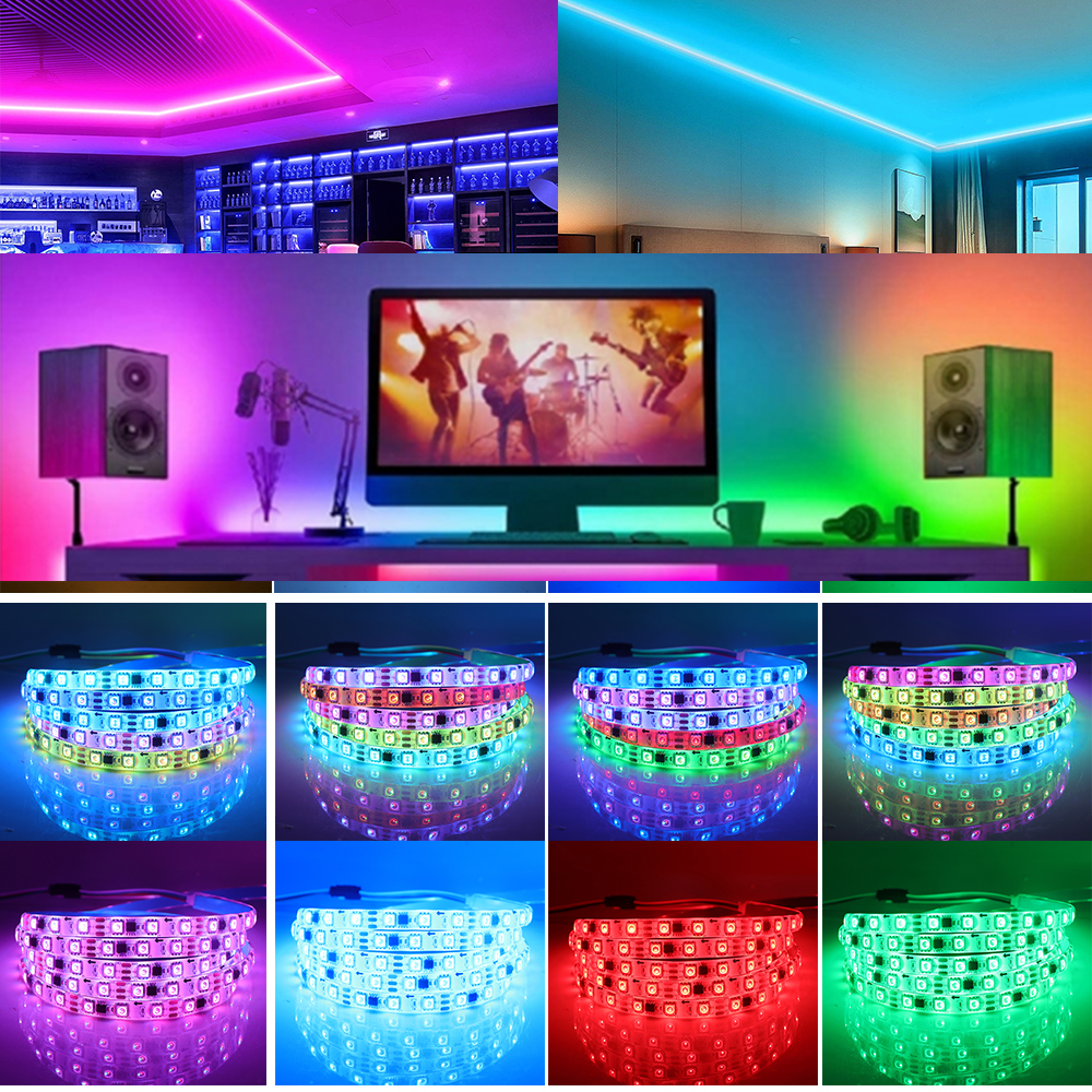 WS2811 WS2812B 5050 RGB LED Strip Light 30/60LEDs/m Smart Individually Addressable Pixel LED Tape IP30 IP65 DC5V DC12V for Decor. 