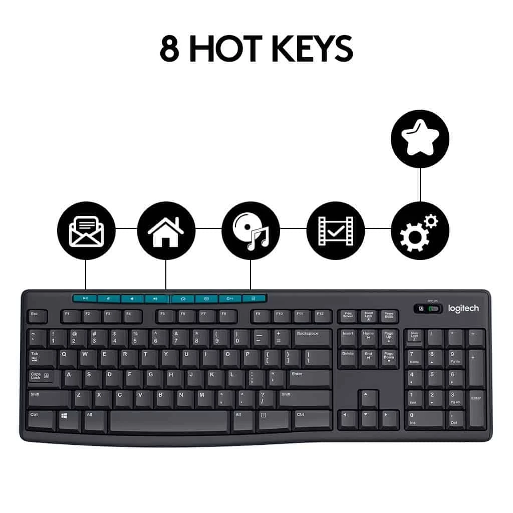 Logi-tech Comfort MK275 Wireless Combo Keyboard Compact, M170 Wireless Mouse, Multimedia & Shortcut Keys.
