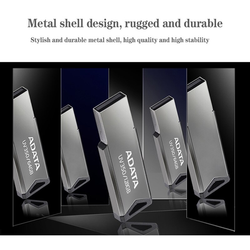 ADATA USB 3.2 Flash Drives Pen Drive UV350 Metal Pendrive 32GB 64GB 128GB 256GB CLE Flash Disk Mini Key Memory Stick 3.0. 