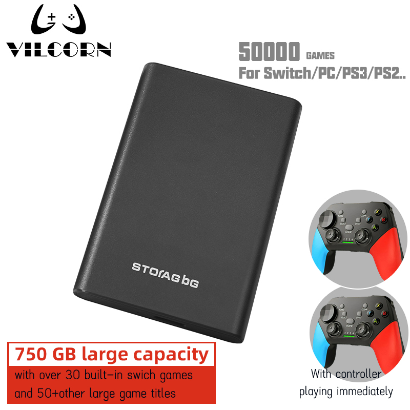 750GB Portable External Hard Drive Disk Build in 50000 Games for PS3 PSP Switch Plug and Play Retro Video Game Console