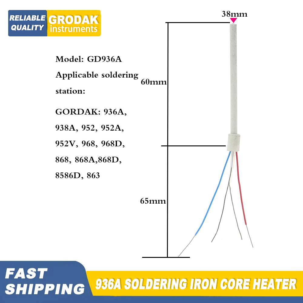 GORDAK 936A Soldering Iron Core Heater 50W Ceramic Heating Element For 936A 952 952A 952D 952V 968D 863 868D 8586D 902 Station. 