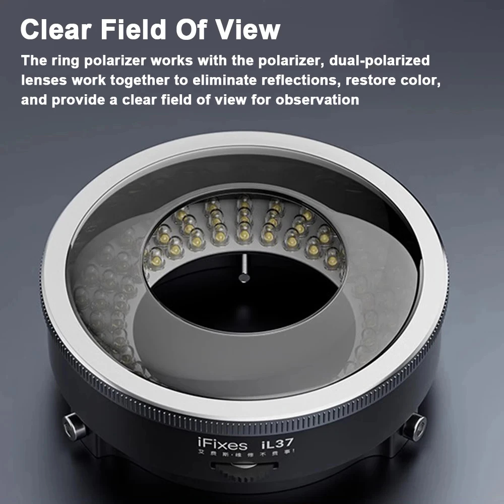 iFixes iL37 Microscope Polarized LED Ring Light Lamp Anti Glare Illuminators Source Eliminating Reflections Repair Light Source. 