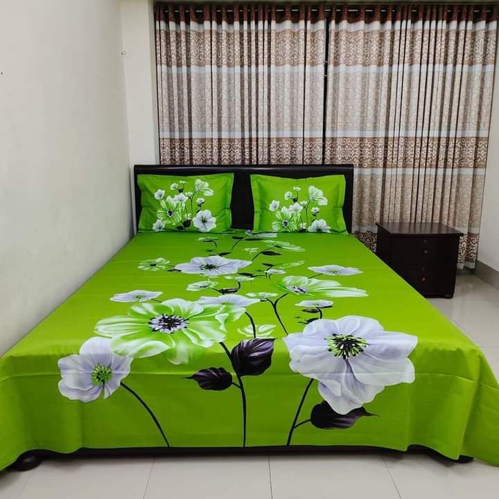 luxury panel cotton double size twill panel bed sheet size (7 4"×8 3") feet King size with two pillow cover