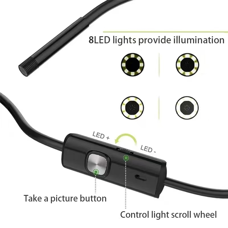 Portable Fish Finder Camera with Wire Connector and Probe Stabilizer Base for iOS and Type-C Devices IP68 Photo/Video Capability. 