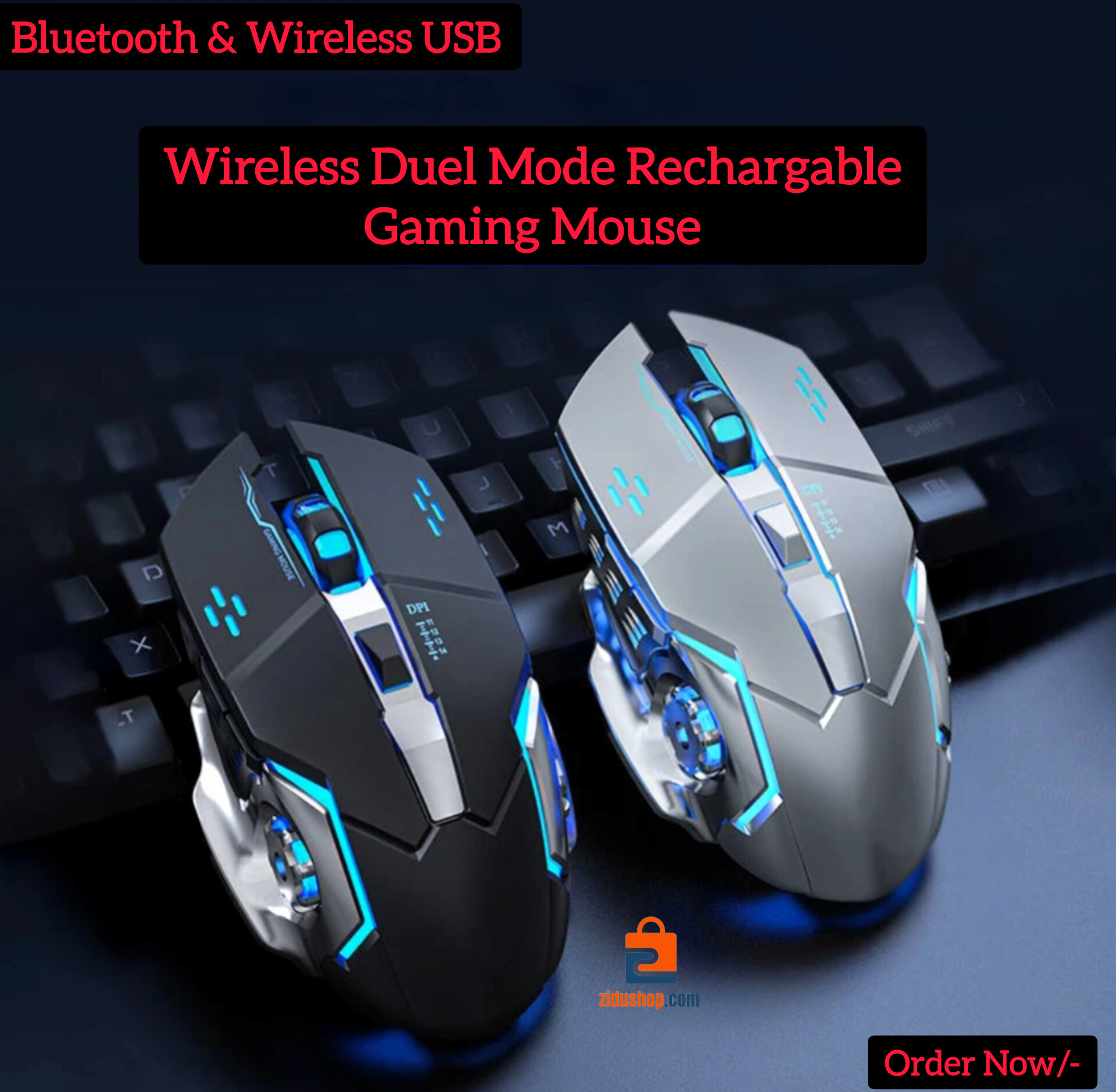 RECHARGABLE Wireless Gaming Professional Mouse RGB For IOS Android Mac & Computer Laptop. 