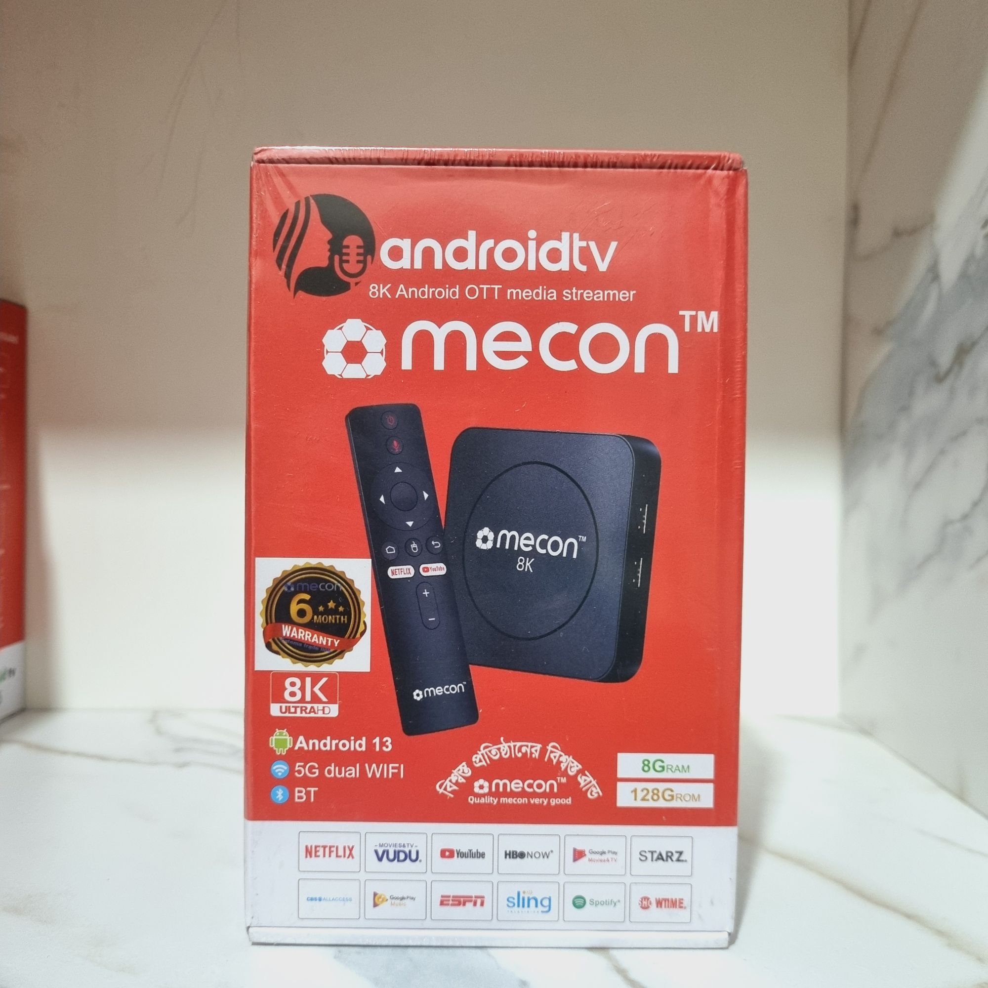 mecon Android Tv box (8-128)GB Ram Rom with Voice control remote. 6month warranty. 