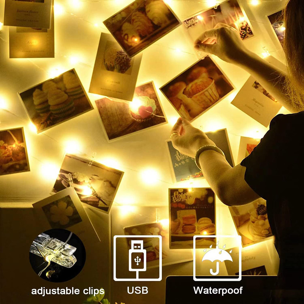 Photo Clip String Lights LED Fairy Lights Picture Clips USB Powered String Light with Clips for Bedroom Christmas Party Decor. 