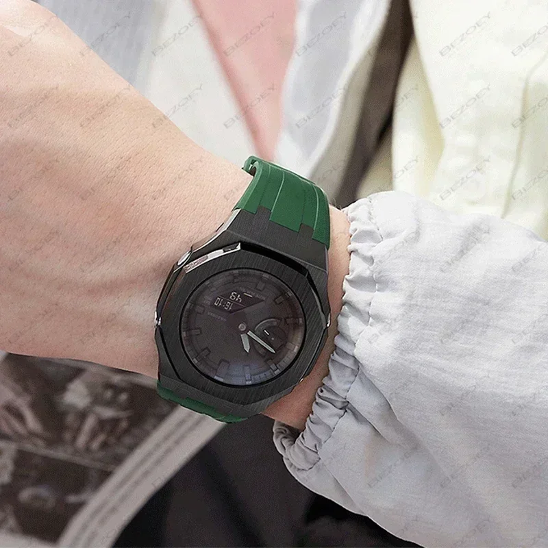 Gen4 Casioak Modification for G Shock GA2100 GAB2100 Mod Kit Stainless Steel Metal Case Bezel Frame Rubber Band Accessories. 