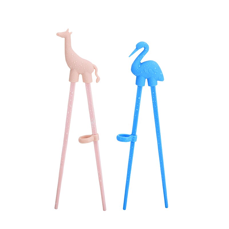 Animal Training Chopsticks for Kids and Beginners Reusable Children Eat Helper with Adjustable Finger Holders