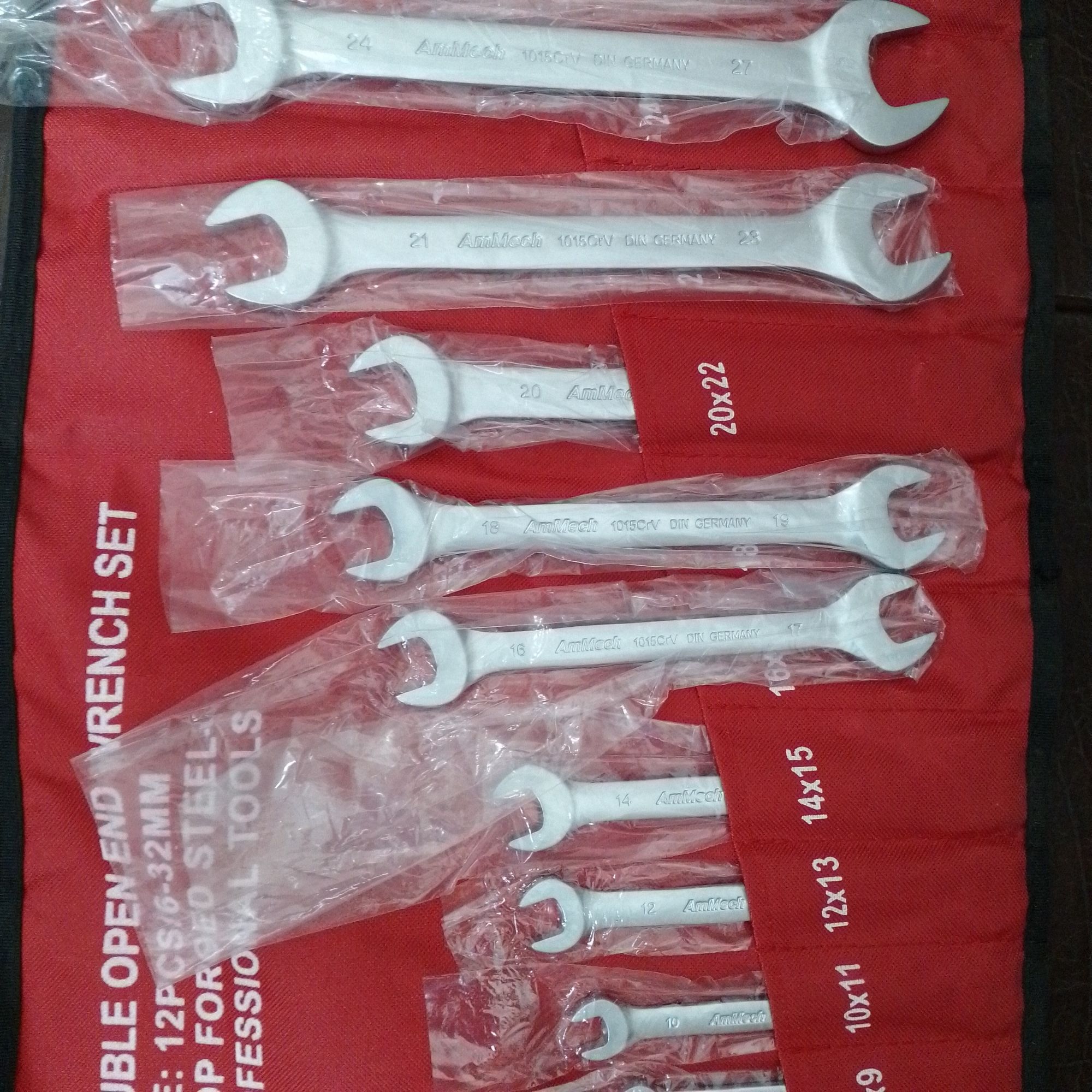 Ammech Double Open End Wrench Set Size 12pcs/ 6-32 Drop Forged Steel Professional Tools. 