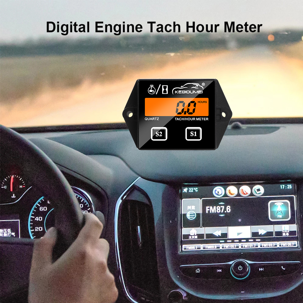 Kebidumei Digital Engine Tach Hour Meter Tachometer Gauge Engine RPM LCD Display Waterproof For Moto Marine Chainsaw Pit Boat. 
