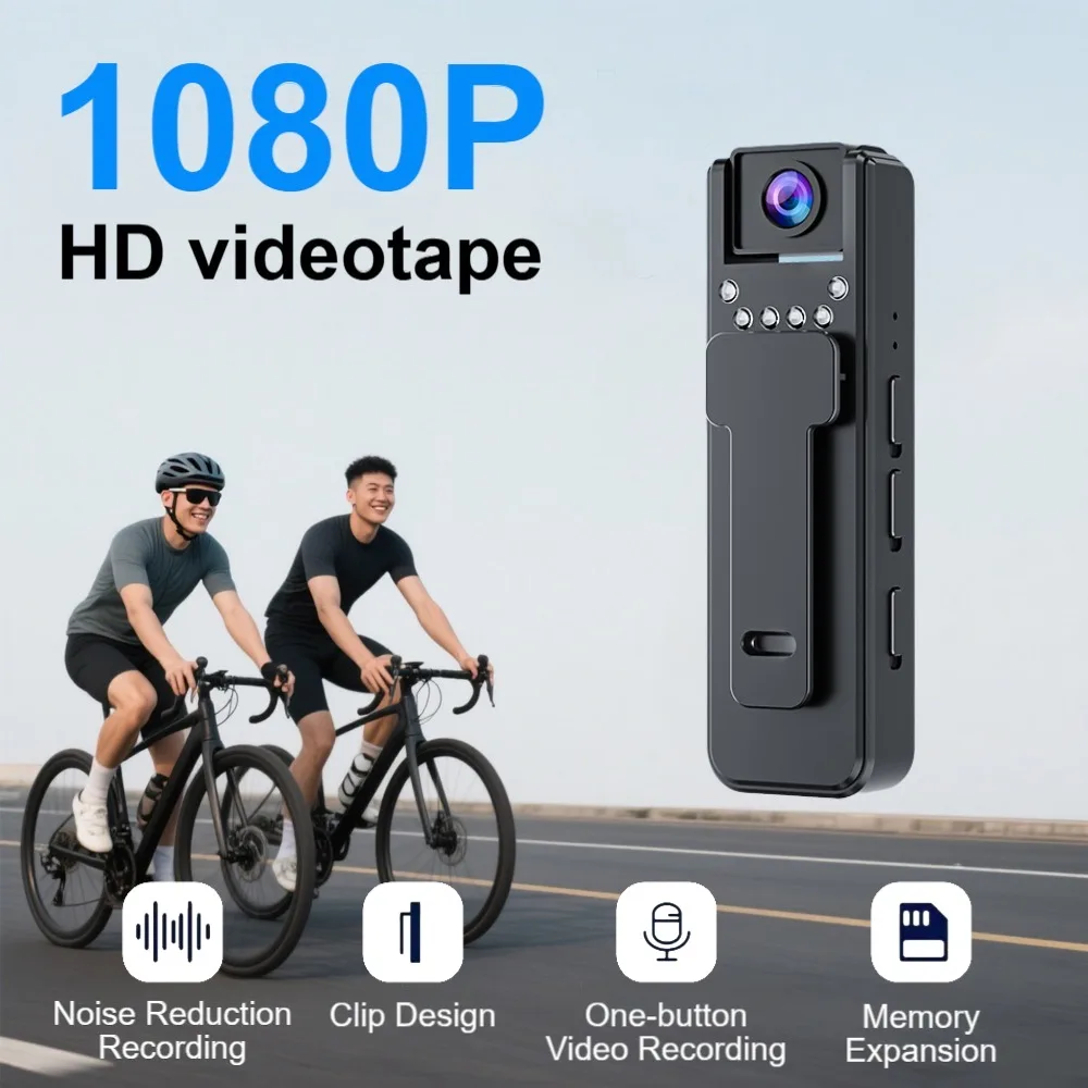 1080P Mini Body Camera 180° Rotatable Lens Body Mounted Camera Small Portable IR Night Vision Police Body Camera Camera Bike