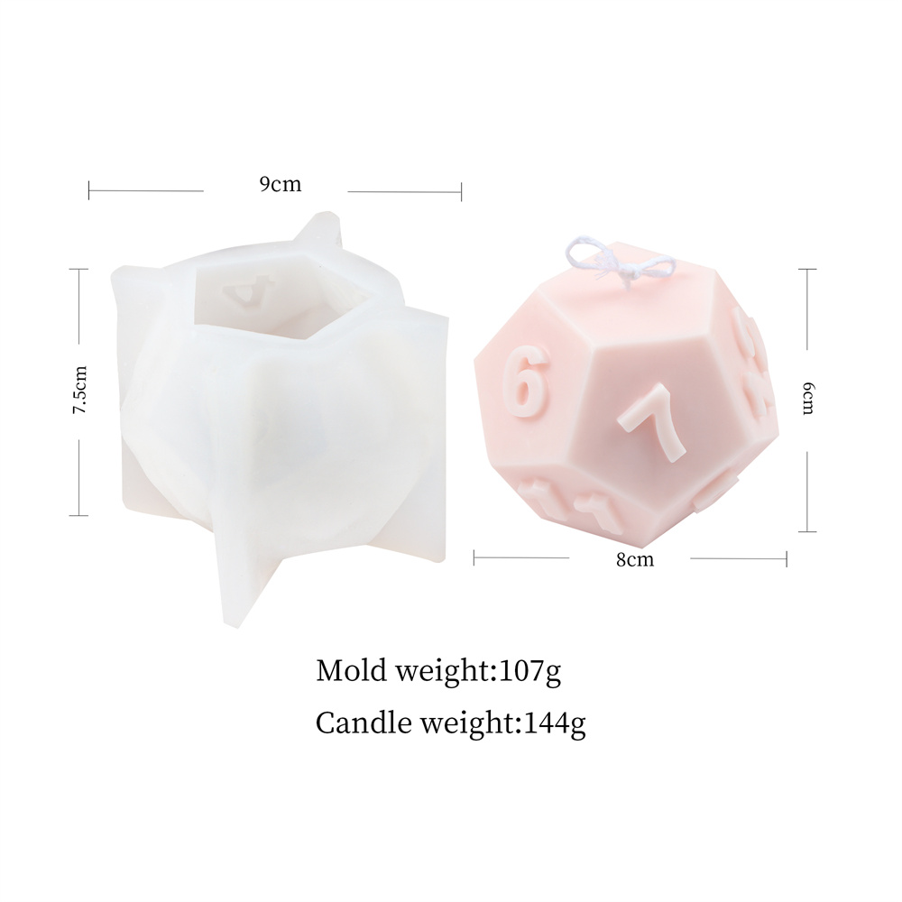 Large Silicone Polyhedral Dice Candle Mold Scented Soap Epoxy Resin Moulds Triangle Diamond Handmade Soap Making Tool. 