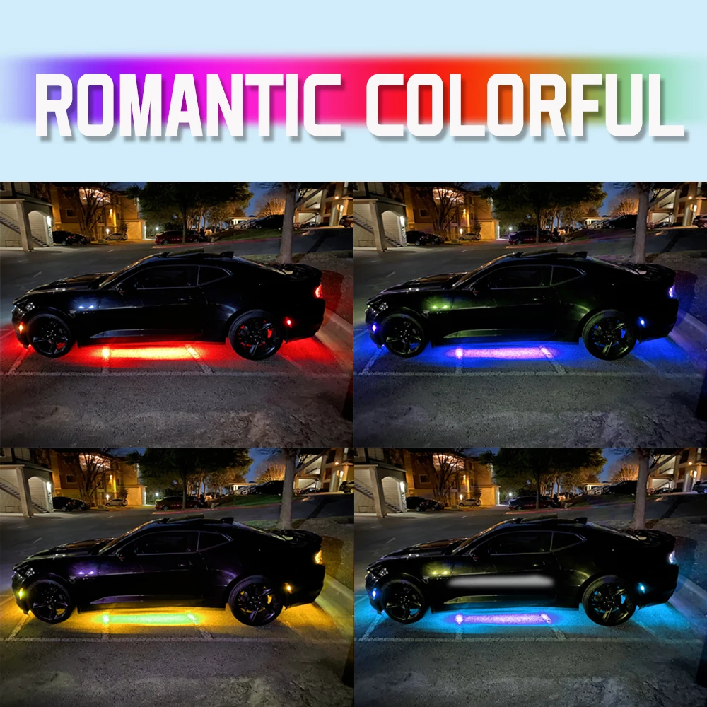 Car LED Light Underglow Strip Light LED Underbody Remote APP Control RGB Neon Lights Atmosphere Lamp for Auto Decoration. 