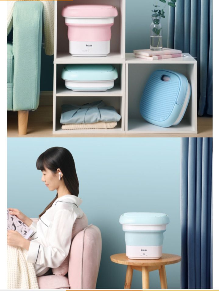 Mini foldable washing machine top loading portable easy to store carry. 
