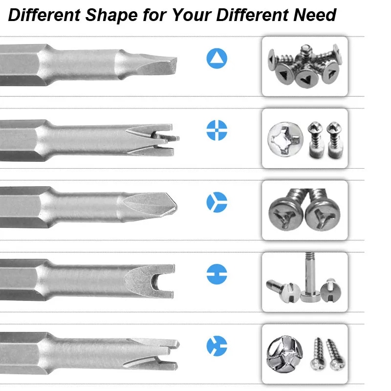 Precision Y U Shaped Triangle Screwdriver Magnetic Bit 1/4in Inner Cross Three Points Screw Driver Security Tip For Power Drill. 