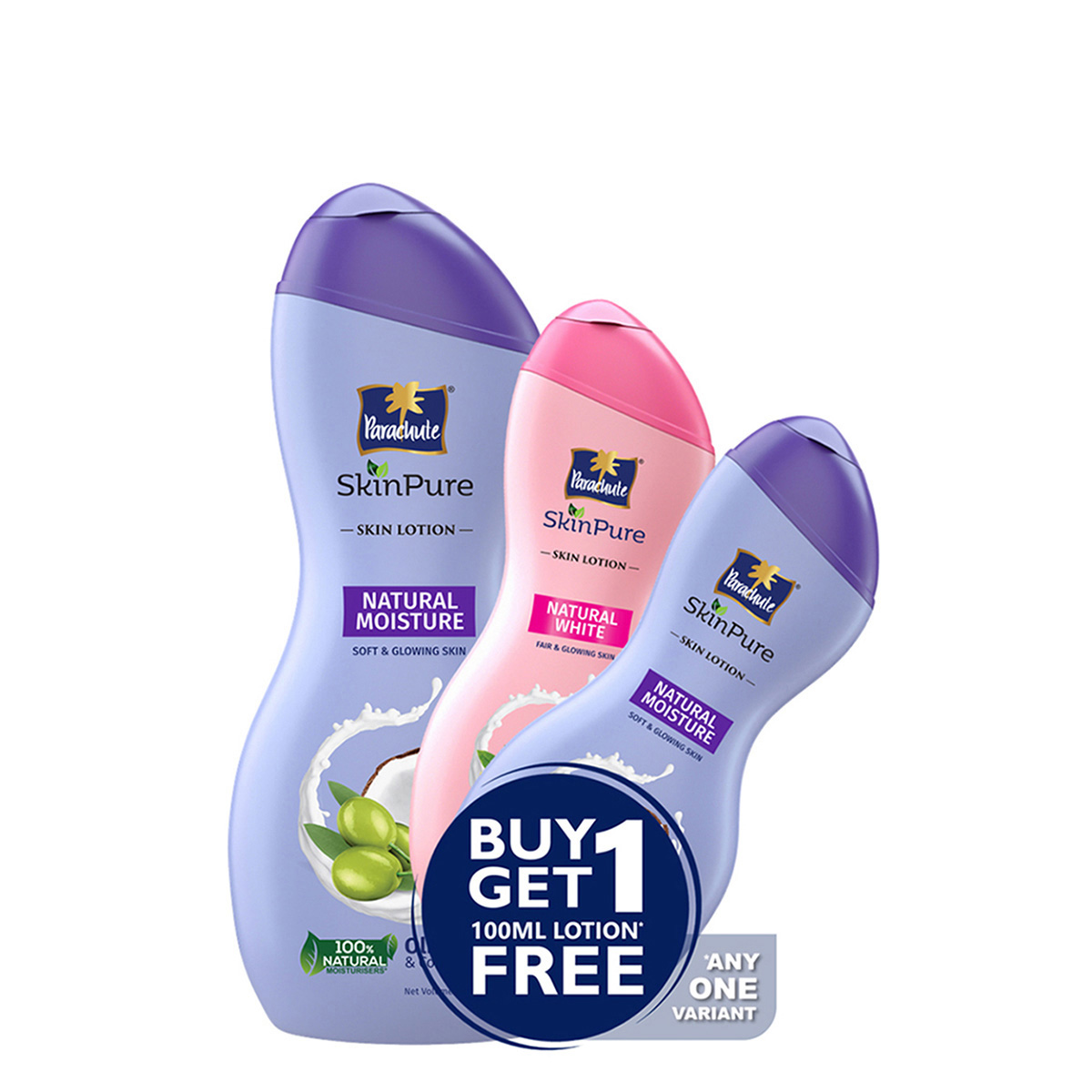Parachute SkinPure Skin Lotion Natural Moisture 300ml (100ml Natural White Lotion Free)
