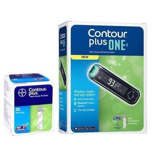 Contour Plus One Bluetooth-Enabled Glucose Meter with Smart Light Feature and 25 Pcs Strip Bundle Offer by TRONZZ. 