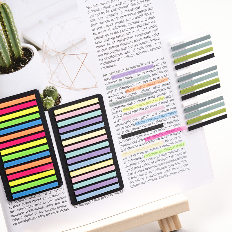Professional Highlighter Index Sticky Strips, Book tabs tag Reading Markers, Clear See Through Sticky Notes. 