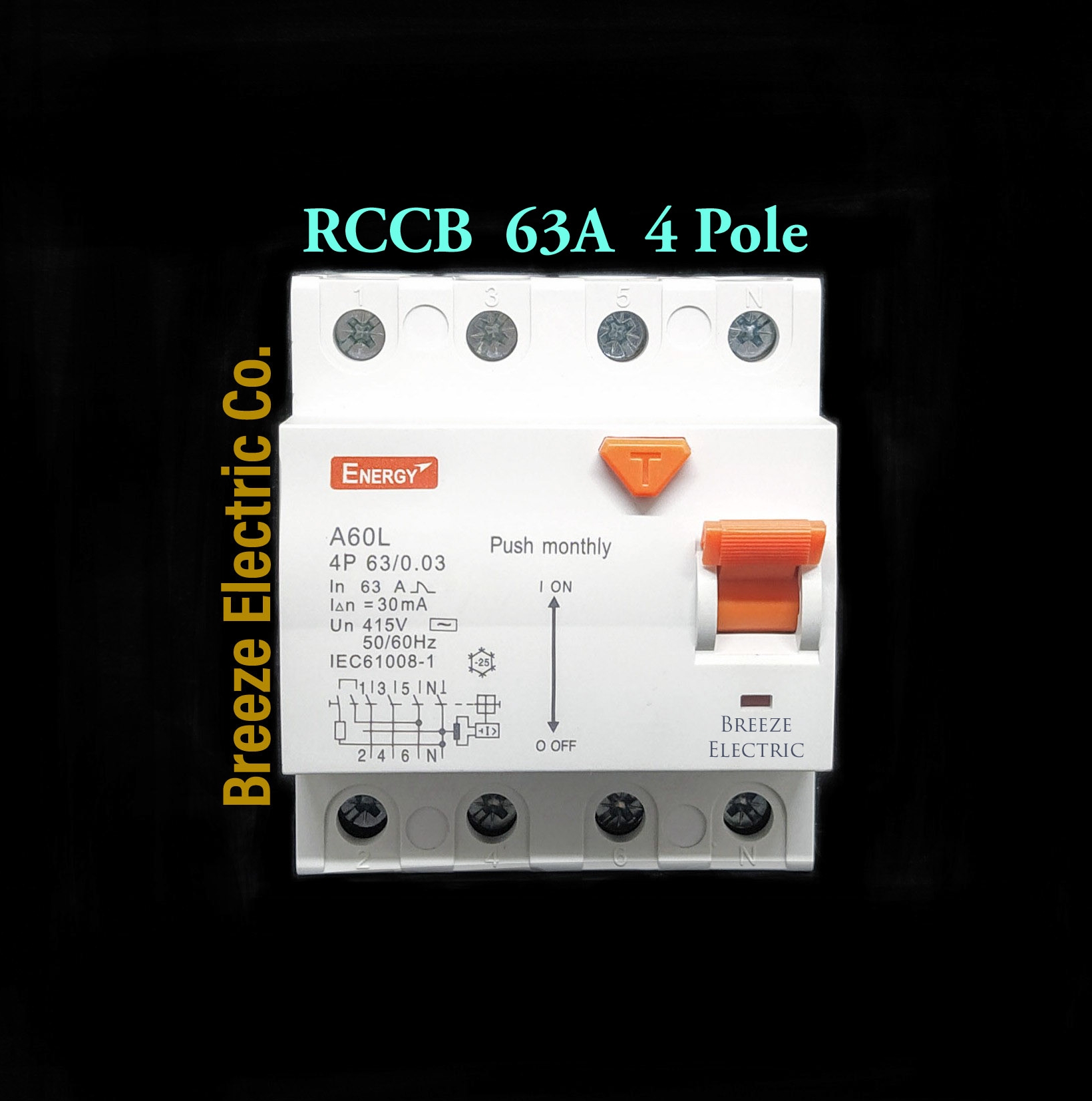 RCCB 63A 4P 4 Pole Circuit Breaker.. 