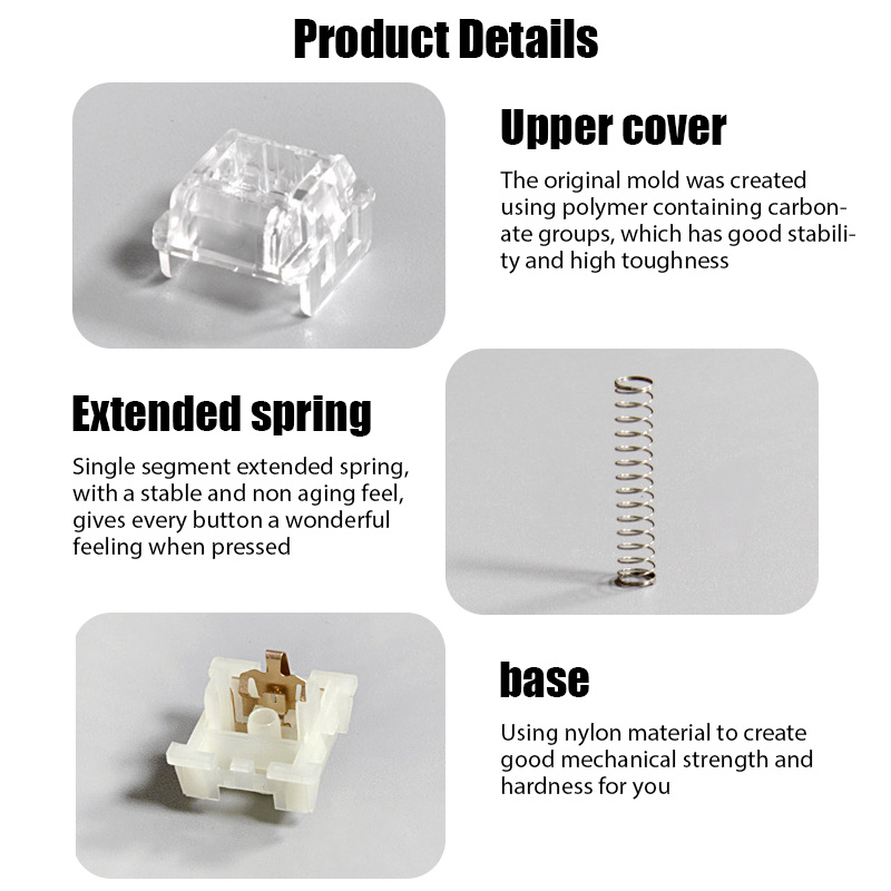 GMKFans KTT Kang White V3 Switches for DIY Mechanical Keyboard Linear Switch 3Pins Custom Cherry Gaming Accessories MX Switch. 