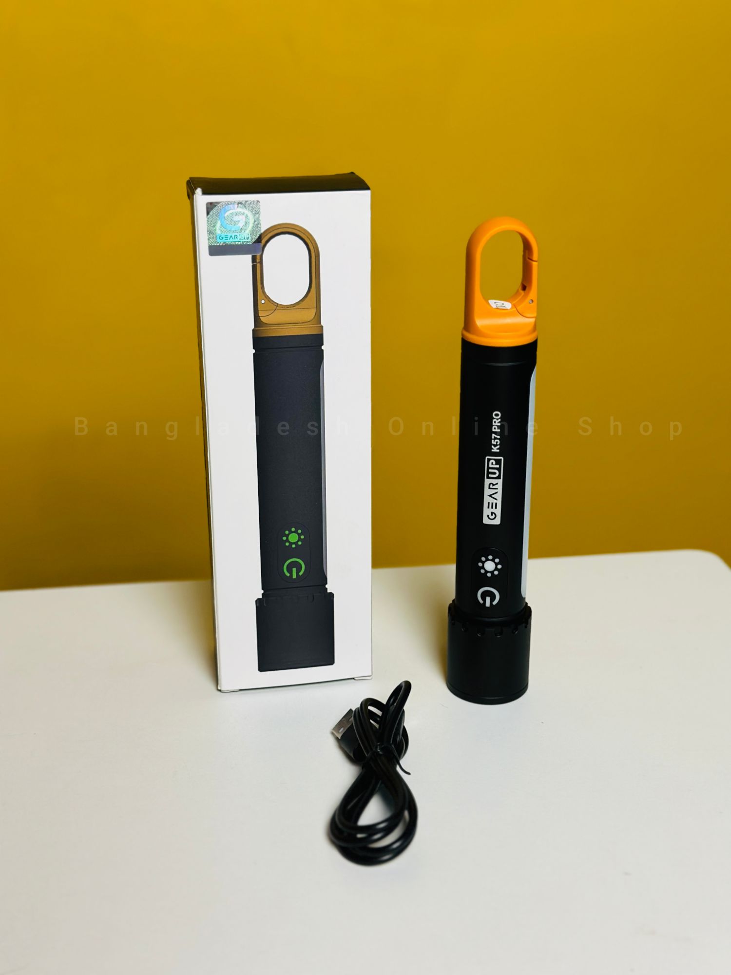 GearUP K57 PRO Rechargeable High Power Flashlight + Large COB Light with 3500mAh Lithium Battery. 