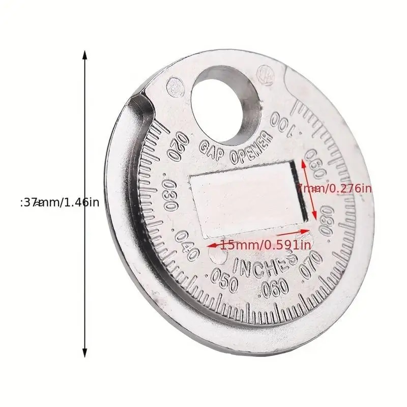 Coin- Type 0.6-2.4mm 0.02-0.10 Inch Spark Plug Gap Gauge Measurement Tool Range Spark Plug Gage Caliber Measuring Tool. 