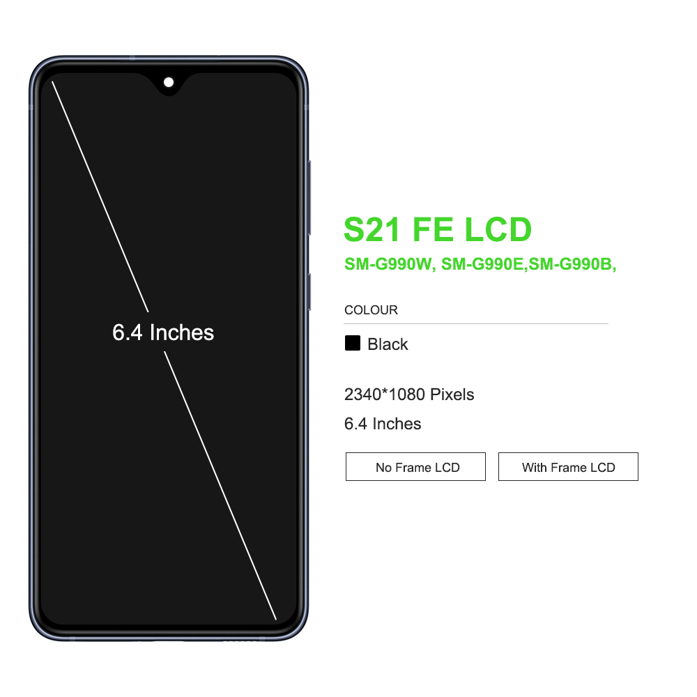 OLED Display for Samsung S21 FE LCD Display Touch Screen Digitizer Assembly For S21FE G990B,SM-G990U LCD With Frame Repair Parts. 