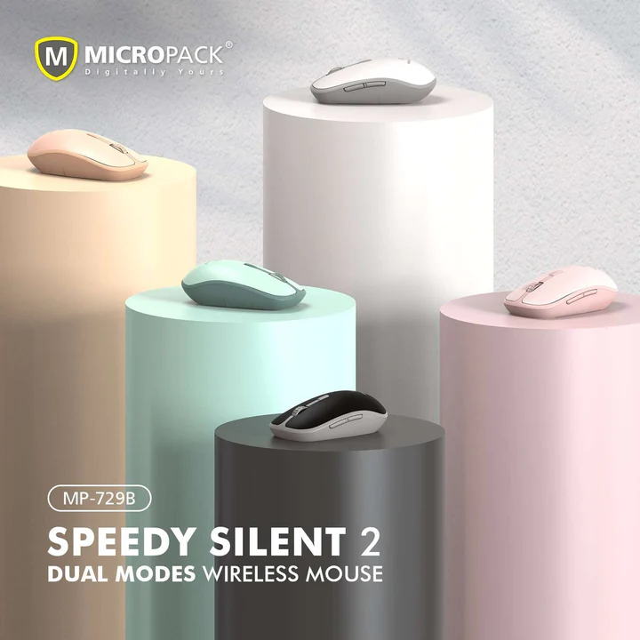 Micropack MP-729B 2.4G USB Wireless & Bluetooth Silent Mouse for Computer and Laptop