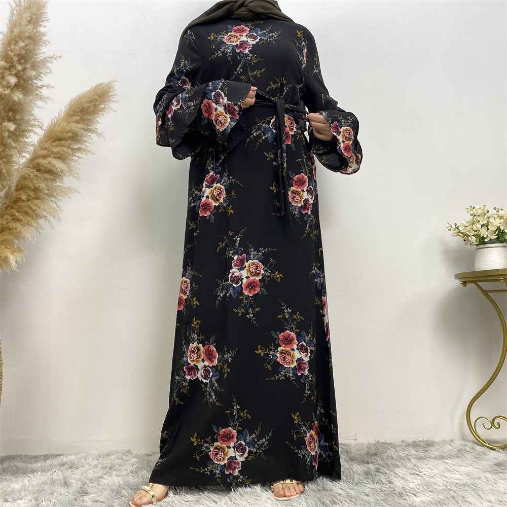 Muslim plus-size fashion hot new Arab Dubai women's clothing Islamic women's print robe dress Saudi Malaysia long sleeve elegant. 