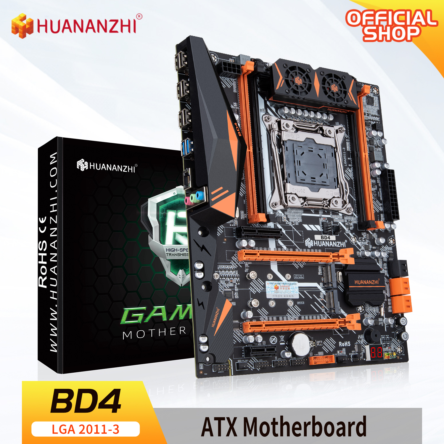 HUANANZHI X99 BD4 LGA 2011-3 XEON X99 Motherboard supports All Series Intel E5 V3 V4 DDR4 RECC NON-ECC M.2 NVME NGFF. 