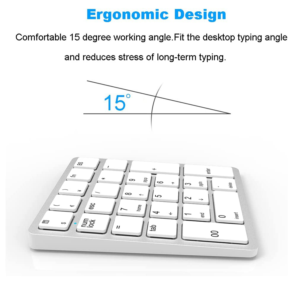 Jomaa 26 Keys Wireless Number Pads Rechargeable USB Numeric Keypad Portable Financial Accounting Number Keyboard for Laptop. 