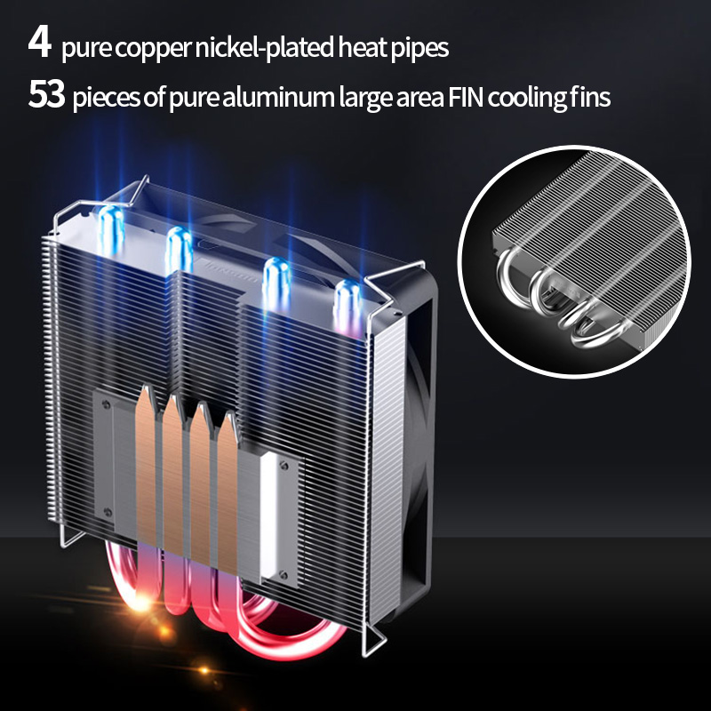 Jonsbo HP400S CPU Cooler 4Heatpips Down Pressure Air Cooling Radiator 90mm 4Pin PWM Fan LGA115x/1200/1700 AM4 AM5 ITX Small Case. 