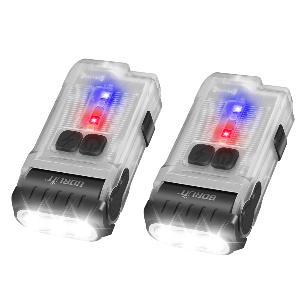 BORUiT V15 LED Keychain EDC Flashlight Clip Warm Work Light Type-C Rechargeable Torch Magnet Waterproof Camping Pocket Lantern. 