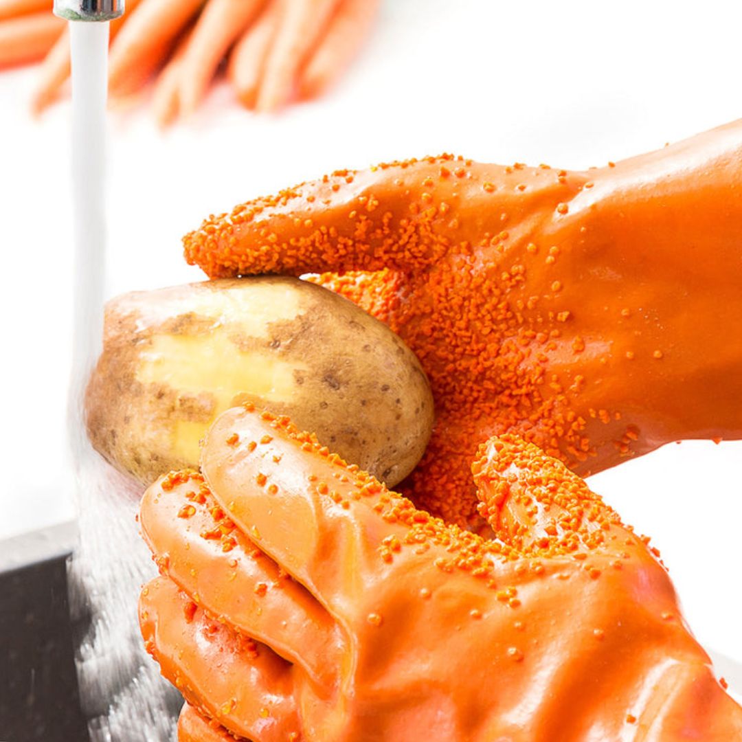 special gloves for peeling potatoes, you will quickly and easily clean vegetables, without damaging the skin of your hands and making it dry and rough.. 