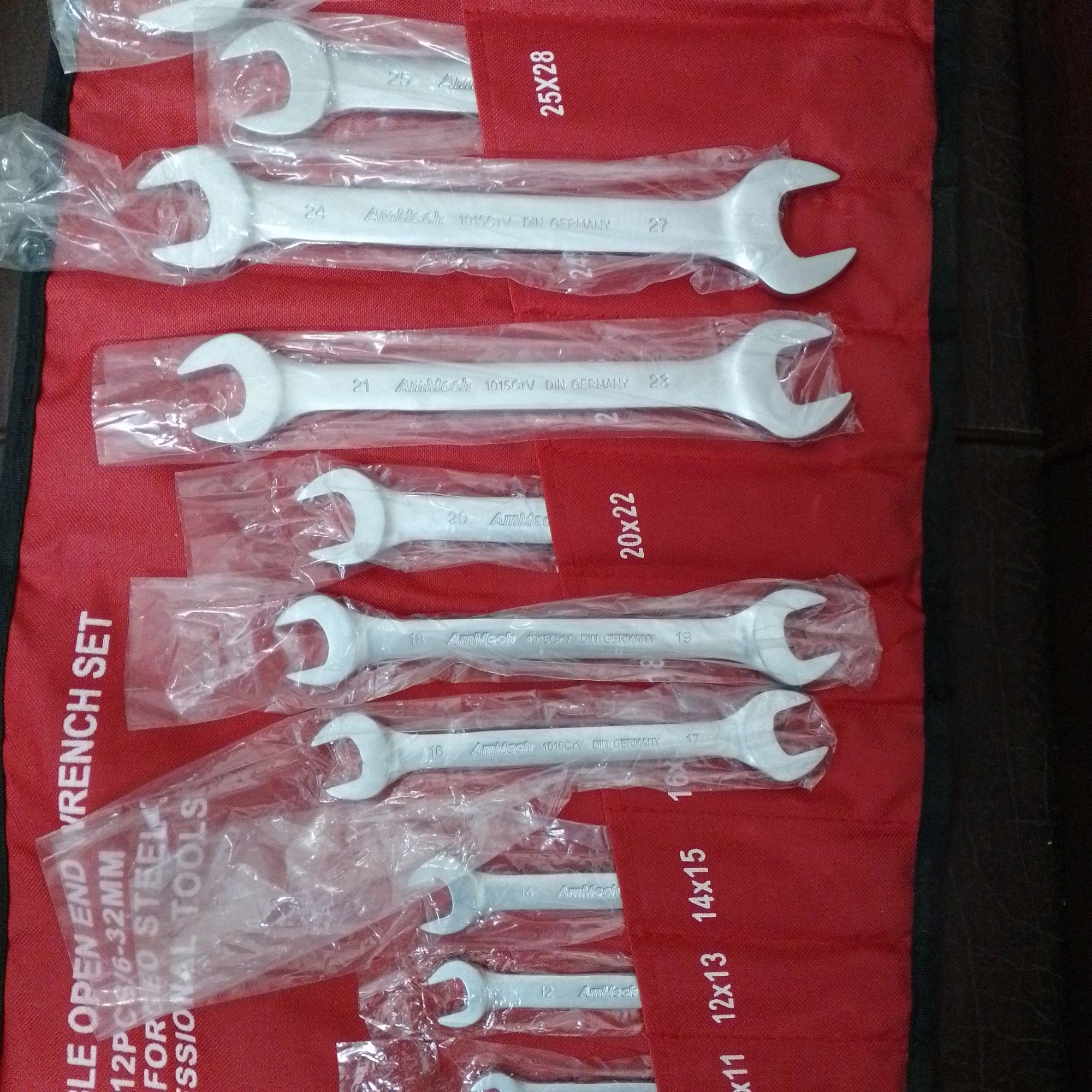 Ammech Double Open End Wrench Set Size 12pcs/ 6-32 Drop Forged Steel Professional Tools. 