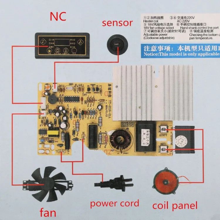 Induction Cooker Touch Control Circuit Board 2000W Adjust Temperature & Time Control Touch Induction Replacement Board. 